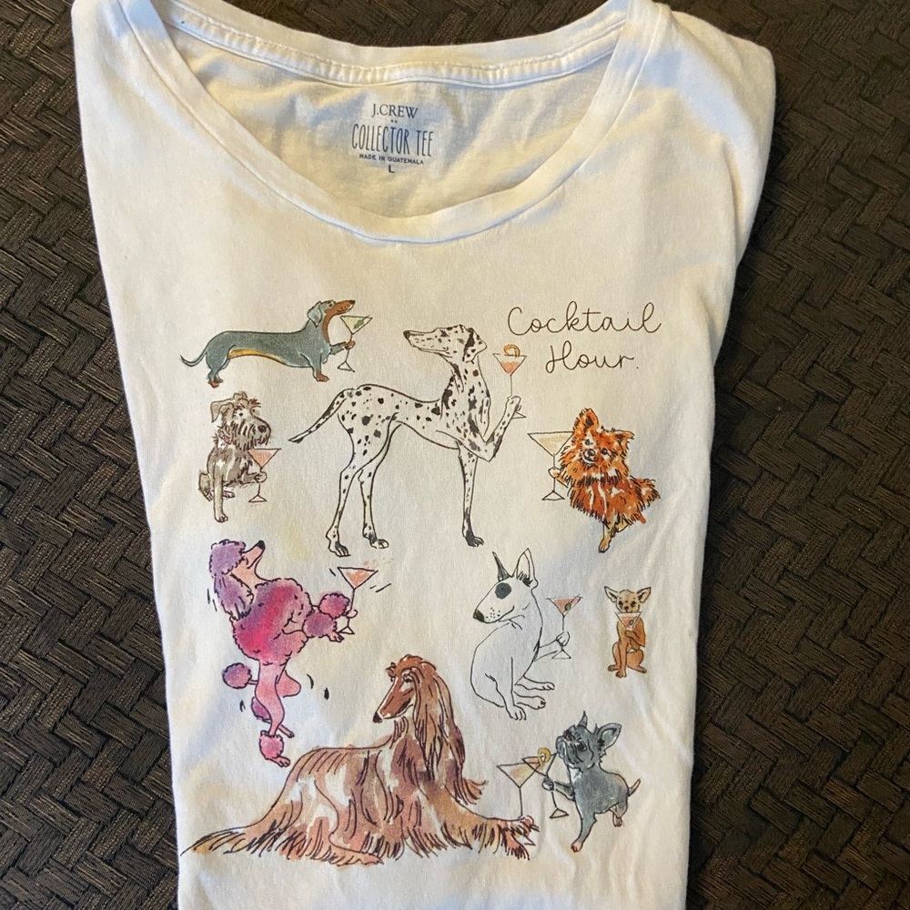 J. Crew Women’s Collector Tee Large dogs cocktail hour